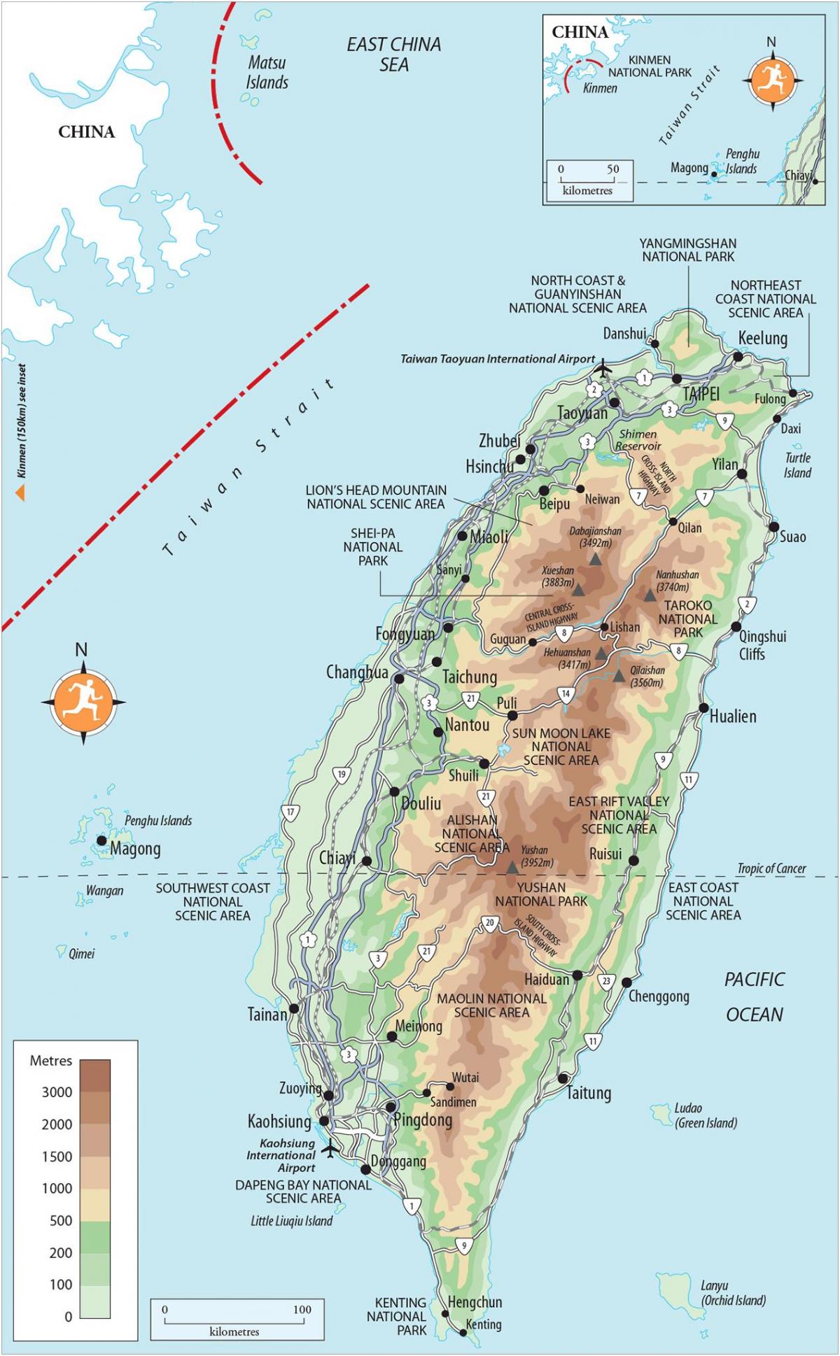 Peta Taiwan tempat-tempat menarik