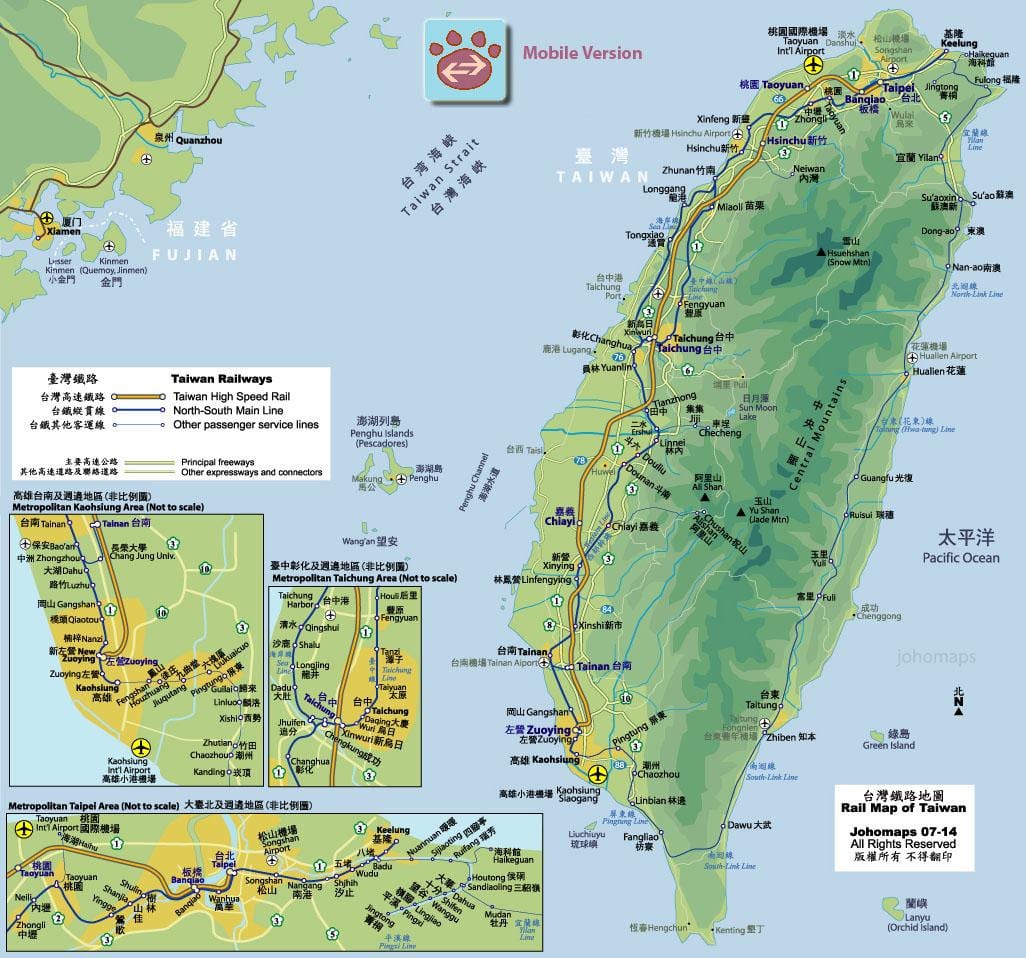tra peta laluan Taiwan