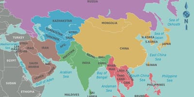 Peta Taiwan dan negara-negara sekitarnya