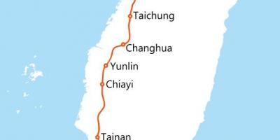 Taiwan tinggi kelajuan kereta api peta laluan